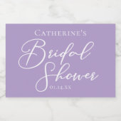 Lilac Purple Bridal Shower Party Personalized Sparkling Wijnetiket (Enkel label)