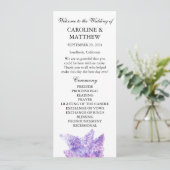 Lilac Purple Floral Elegant Modern Wedding Programmakaart (Staand voorkant)