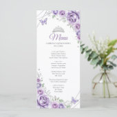 Lilac Purple Floral Quinceanera Program Menu (Staand voorkant)