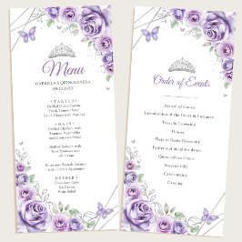 Lilac Purple Floral Quinceanera Program Menu