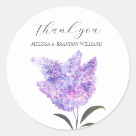 Lilac Purple Floral Wedding Thank you  Ronde Sticker