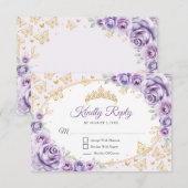 Lilac Purple Gold Quinceanera Reply RSVP Kaartje (Voorkant / Achterkant)