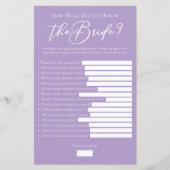 Lilac Purple Know the Bride Facts Shower Game (Voorkant)
