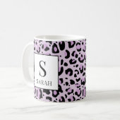 Lilac Purple Leopard Print Custom Name Mug Koffiemok (Voorkant links)