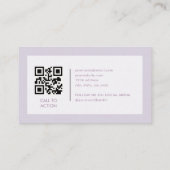 Lilac Purple Minimalist Company Logo QR Code Visitekaartje (Achterkant)