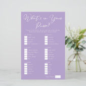 Lilac Purple Purse Items Bridal Shower Game (Staand voorkant)
