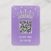 Lilac Purple QR RSVP Quinceañera Crown & Photo Informatiekaartje (Voorkant)