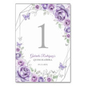 Lilac Purple Silver Floral Quinceanera Kaart (Achterkant)