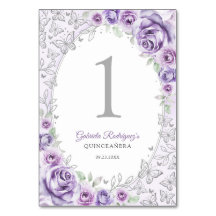 Lilac Purple Silver Floral Quinceanera