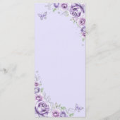 Lilac Purple Silver Floral Quinceanera Menu (Achterkant)