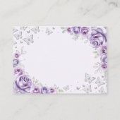 Lilac Purple Silver Quinceanera Reception Details Informatiekaartje (Achterkant)