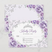 Lilac Purple Silver Quinceanera Reply RSVP Kaartje (Voorkant / Achterkant)