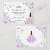 Lilac Purple Silver Quincenarea Reception Details Informatiekaartje (Voorkant / Achterkant)