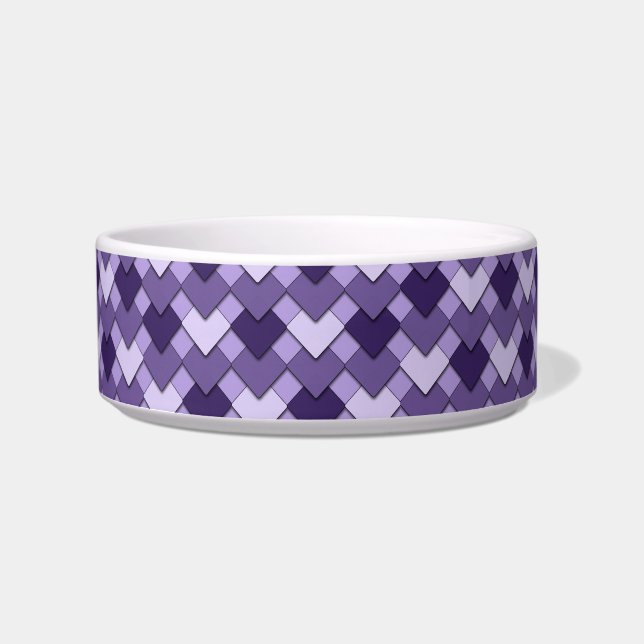 Lilac Purple Square and Diamond Harlequin Pattern Voerbakje (Voorkant)