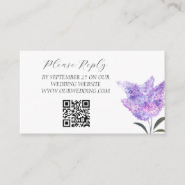 Lilac Purple Watercolor Flowers Floral Wedding  Informatiekaartje