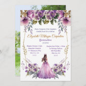 Lilac Quinceañera Uitnodiging (Voorkant / Achterkant)