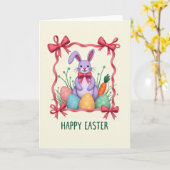 Lilac Rabbit Bow Pattern Card Kaart (Gele Bloem)