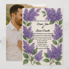 Lilac Reverie Foto Huwelijksuitnodiging Kaart