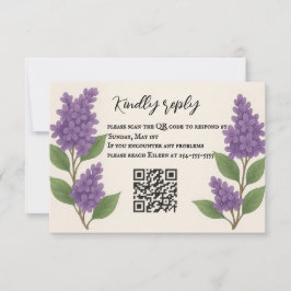 Lilac Reverie QR Code RSVP Card Kaartje