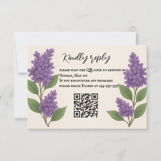 Lilac Reverie QR-code RSVP-kaart RSVP Kaartje (Voorkant)