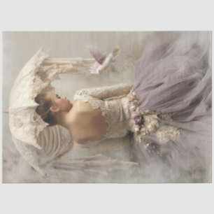 Lilac Reverie Vintage Ballerina, Dove & Lace Tissuepapier