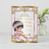 Lilac Roze Gouden Princess Baby Shower Kaart (Staand voorkant)