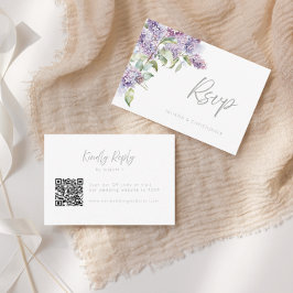 Lilac & Sage Bloemen QR Code Huwelijks RSVP Kaart