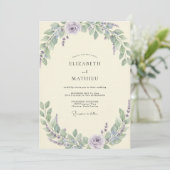 Lilac Sage Loofwerk Eucalyptus Bruiloft Kaart (Staand voorkant)