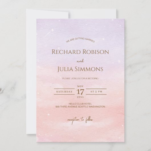 LILAC Save The Date-uitnodiging / Waterverf roze Save The Date (Voorkant)