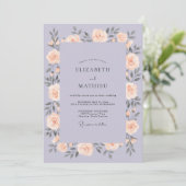 Lilac Schilderachtige Romantische Bruiloft Kaart (Staand voorkant)