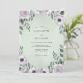 Lilac Seafoam Anemoon Bruiloft Kaart (Staand voorkant)