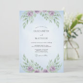 Lilac Sering Bloem Eucalyptus Bruiloft Kaart (Staand voorkant)
