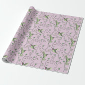 Lilac Shamrock Wingerd Hummingbird Patroon Cadeaupapier (Uitgerold)