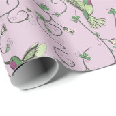 Lilac Shamrock Wingerd Hummingbird Patroon Cadeaupapier (Rol Hoek)