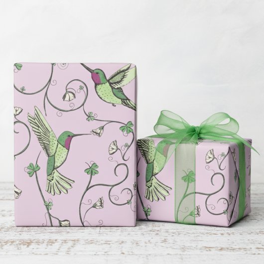 Lilac Shamrock Wingerd Hummingbird Patroon Cadeaupapier