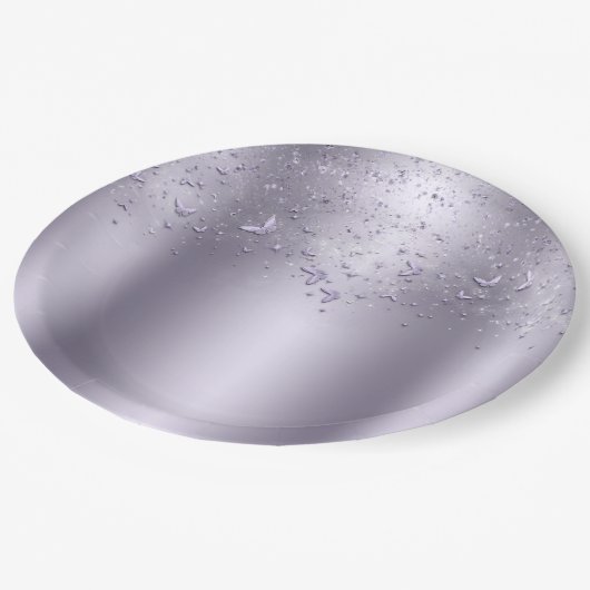 Lilac Shimmer Flutter Vlinder Sweet 16 Feest Papieren Bordje (Gekanteld)