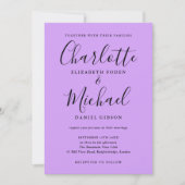 Lilac Signature Script Foto Bruiloft Kaart (Voorkant)