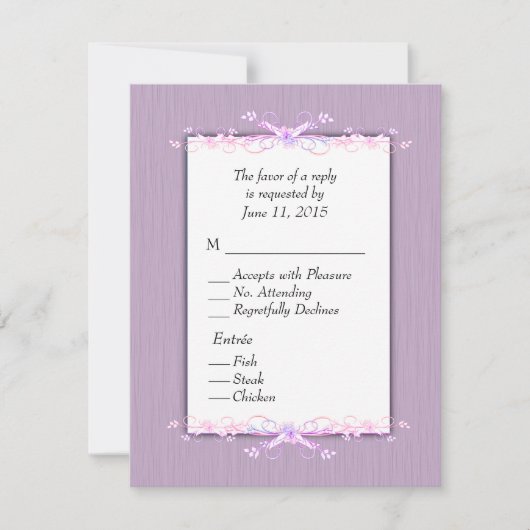 Lilac Simplicity RSVP met entree Kaartje (Voorkant)