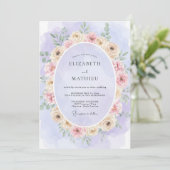 Lilac Soft Blush Krans Bruiloft Kaart (Staand voorkant)