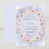 Lilac Soft Blush Krans Bruiloft Kaart (Voorkant / Achterkant)