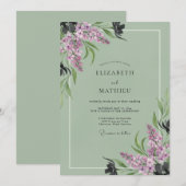 Lilac Sprig Eucalyptus Bruiloft Kaart (Voorkant / Achterkant)