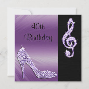 Lilac Stiletto & Treble Clef 40e Verjaardag Kaart