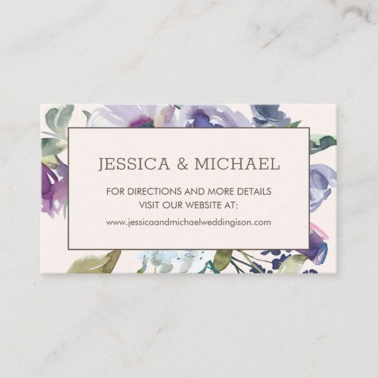 Lilac Stofblauw Bloem Boho Bruiloft Website Visitekaartje (Voorkant)