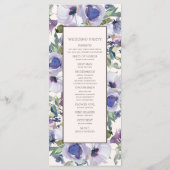 Lilac Stofblauw Boho Bloemen Huwelijksprogramma Programmakaart (Achterkant)