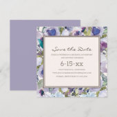Lilac Stofblauw Boho Bloemige Trouw Save Date (Voorkant / Achterkant)