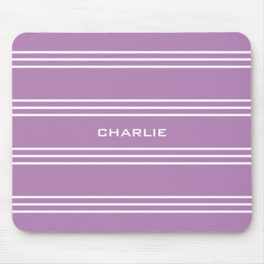 Lilac Strepen aangepaste monogram muismat (Voorkant)