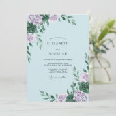 Lilac Succulente Loof Eucalyptus Bruiloft Kaart (Staand voorkant)
