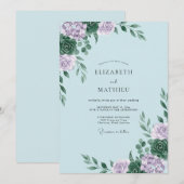 Lilac Succulente Loof Eucalyptus Bruiloft Kaart (Voorkant / Achterkant)