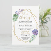 Lilac succulenten Elopement ontvangst uitnodiging (Staand voorkant)