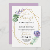 Lilac succulenten Elopement ontvangst uitnodiging (Voorkant / Achterkant)